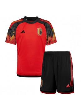 Otroški Nogometna dresi replika Belgija Domači SP 2022 Kratek rokav (+ hlače)